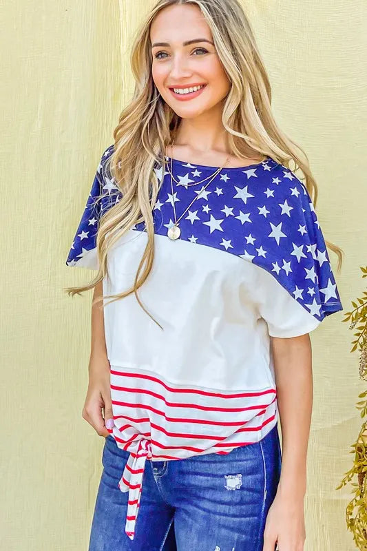 American Flag Print Tie Knot - Free Shipping - Aurelia Clothing