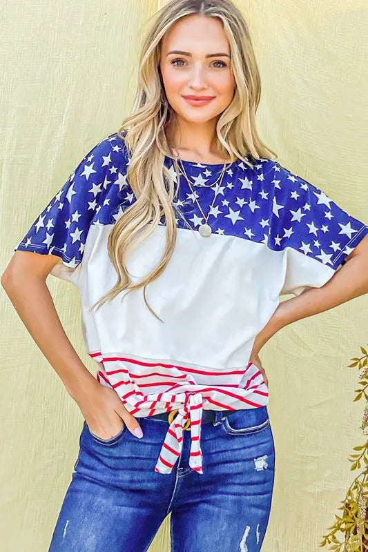 American Flag Print Tie Knot - Free Shipping - Aurelia Clothing
