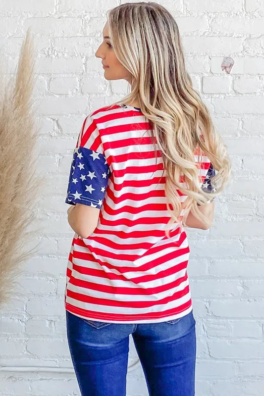 American Flag Short Sleeve Top-Free Shipping - Aurelia Clothing