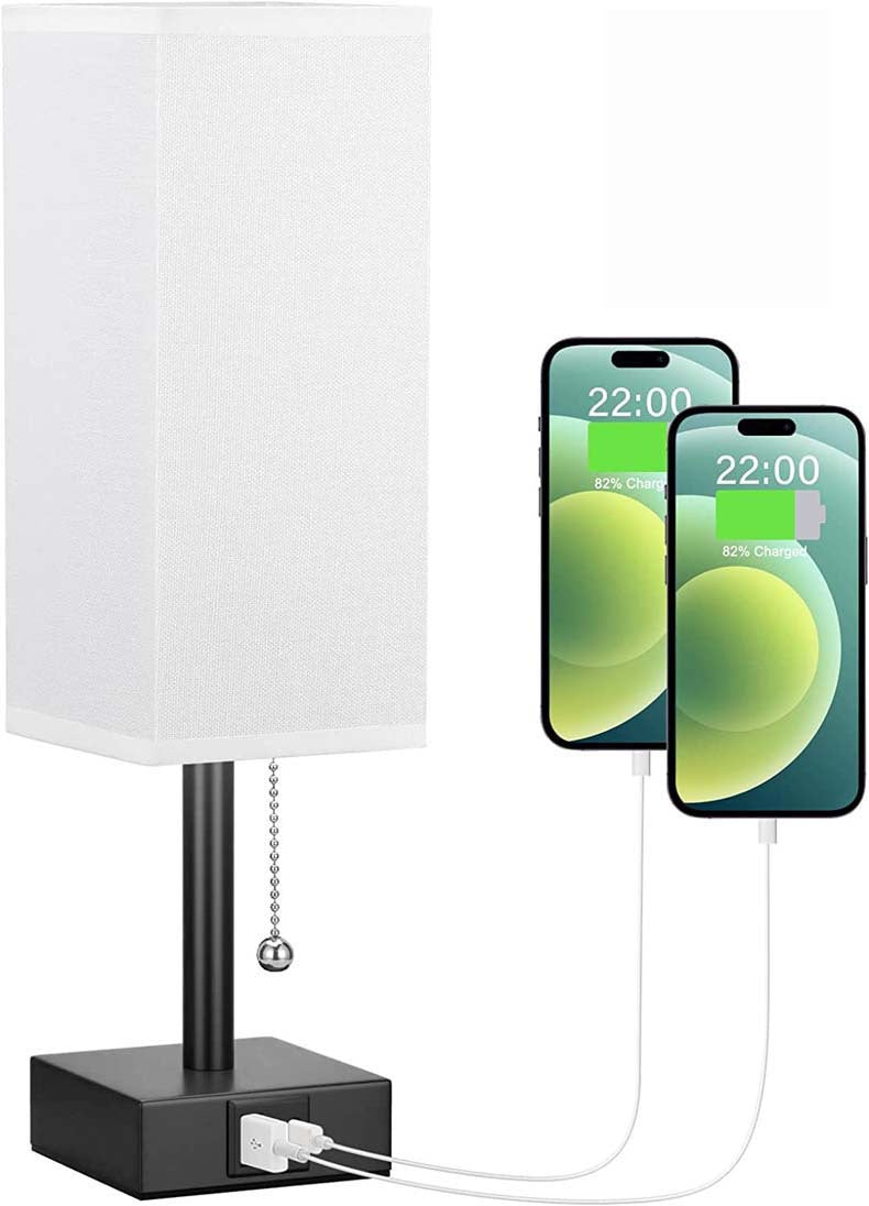 Linen 90 square desk lamp zipper switch three color temperature variable light A+C USB charging - Free Shipping - Aurelia Clothing