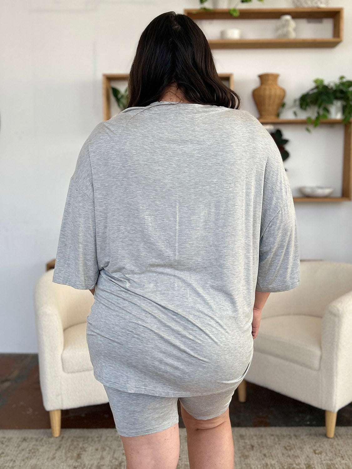Basic Bae Bamboo Full Size Round Neck Drop Shoulder T-Shirt and Shorts Set - Free Shipping - Aurelia Clothing