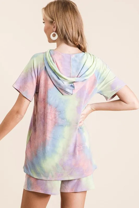 BiBi Tie Dye French Terry Hoodie Top and Bottom Set - Free Shipping - Aurelia Clothing