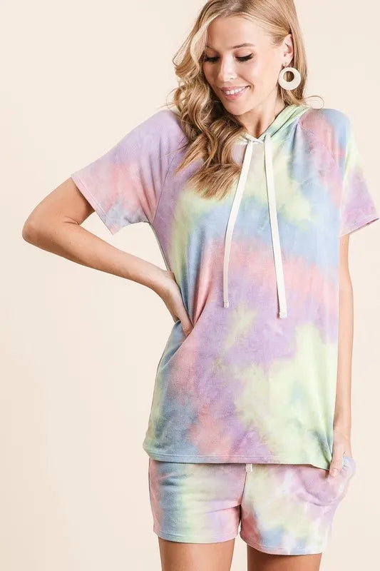 BiBi Tie Dye French Terry Hoodie Top and Bottom Set - Free Shipping - Aurelia Clothing