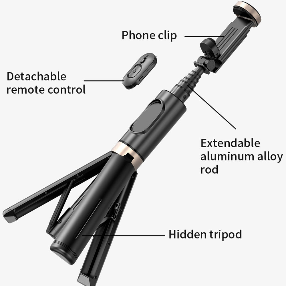 Bluetooth Wireless Handheld Selfie Stick Tripod Extendable Monopod with Remote- USB Rechargeable - Free Shipping - Aurelia Clothing