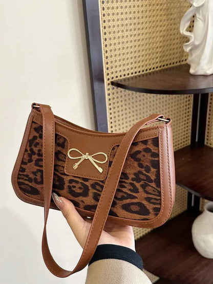 Bow Leopard PU Leather Handbag-Free Shipping - Aurelia Clothing