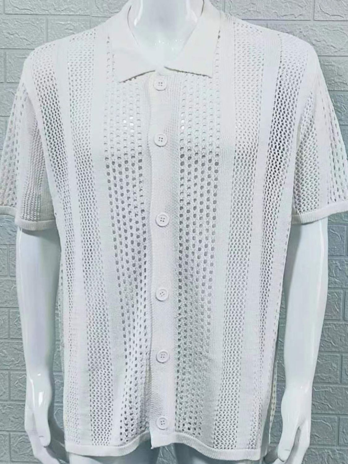 Button Down Collared Neck Hollow Out Shirt-Free Shipping - Aurelia Clothing