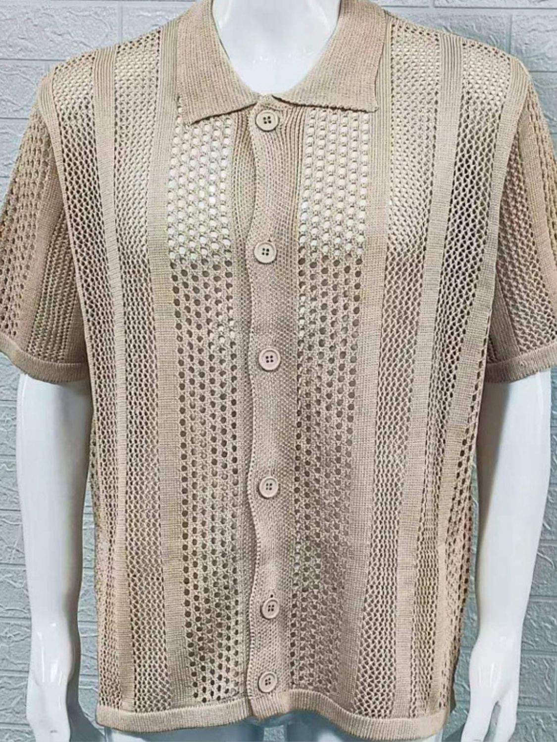 Button Down Collared Neck Hollow Out Shirt-Free Shipping - Aurelia Clothing
