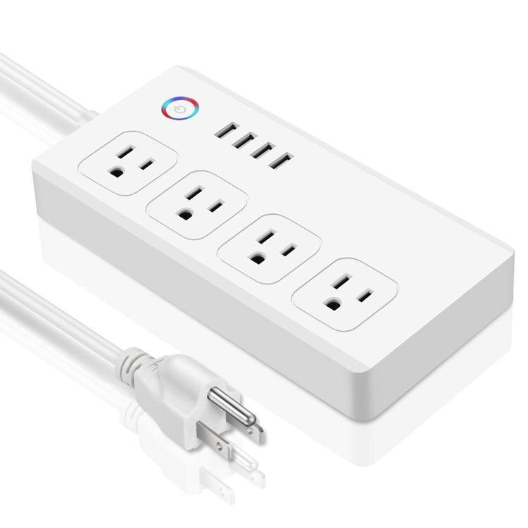 Smart Power Strip,WiFi Power Bar Multiple Outlet Extension Cord with 4 USB and 4 Individual Controlled AC Plugs by Tuya - Free Shipping - Aurelia Clothing