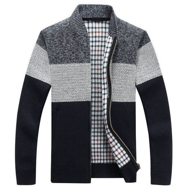 Winter Men's Jackets Thick Cardigan Coats Mens Brand Clothing Autumn Gradient knitted Zipper Coat - Free Shipping - Aurelia Clothing