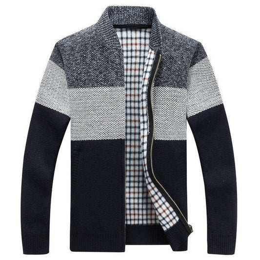 Winter Men's Jackets Thick Cardigan Coats Mens Brand Clothing Autumn Gradient knitted Zipper Coat - Free Shipping - Aurelia Clothing