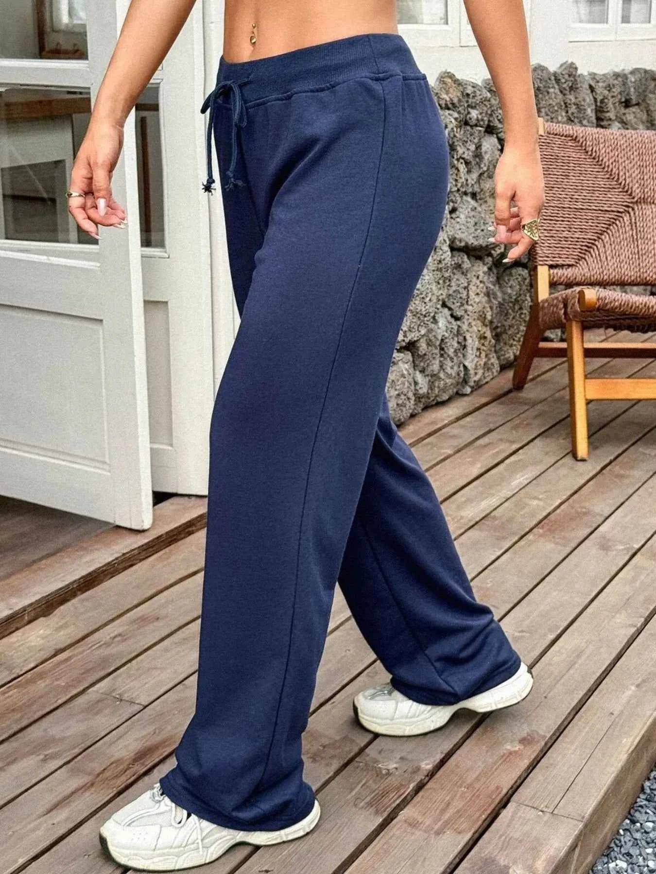 Drawstring Wide Leg Active Pants-Free Shipping - Aurelia Clothing