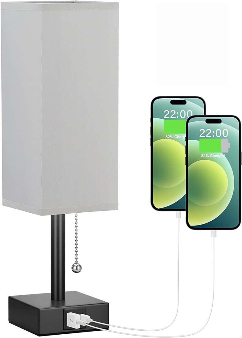 Linen 90 square desk lamp zipper switch three color temperature variable light A+C USB charging - Free Shipping - Aurelia Clothing