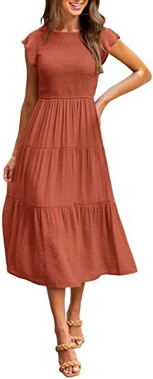 Women's flying sleeve pleated layered short sleeved large hem dress - Free Shipping - Aurelia Clothing