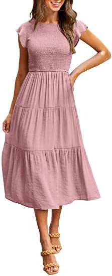 Women's flying sleeve pleated layered short sleeved large hem dress - Free Shipping - Aurelia Clothing