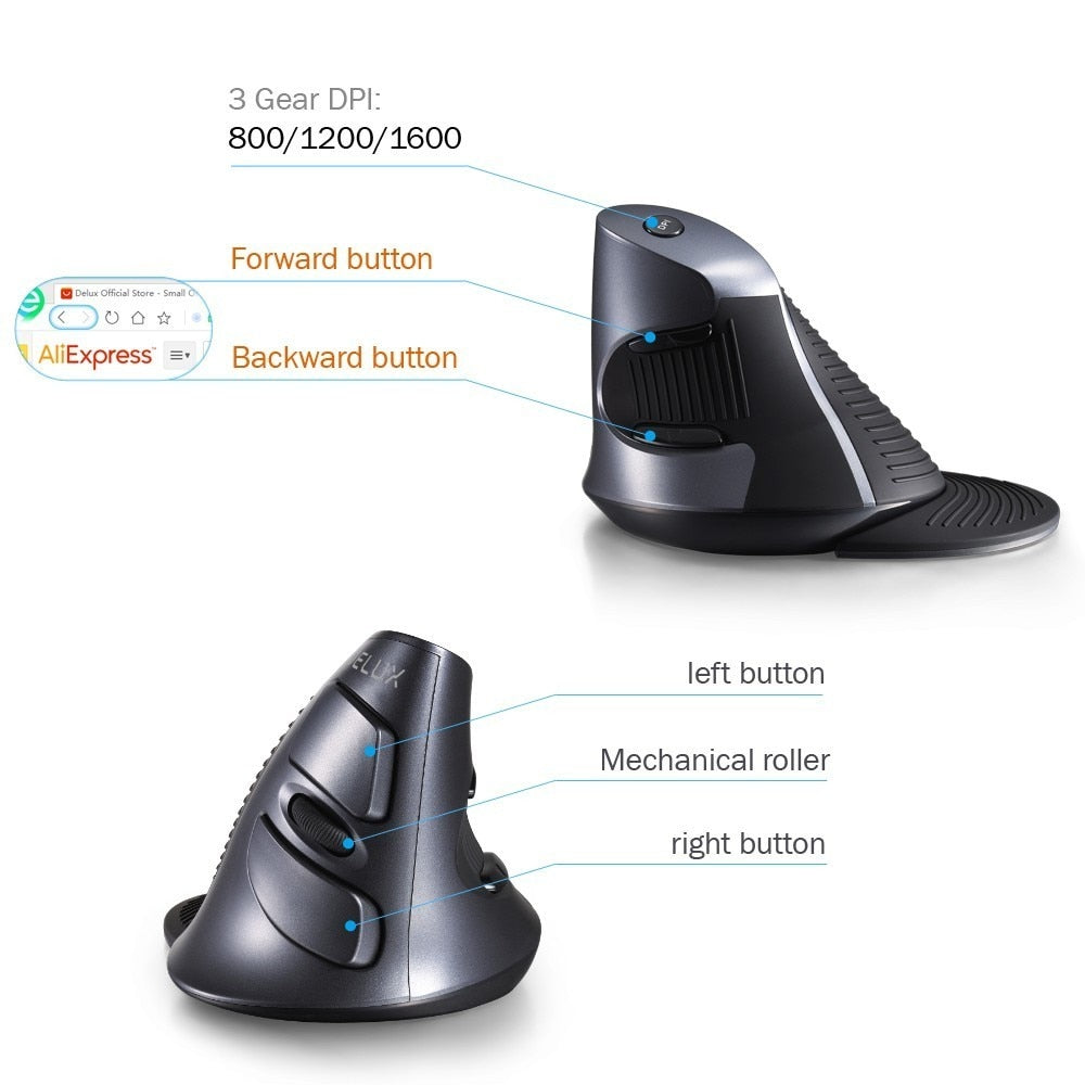 Ergonomic Vertical Wireless Mouse-Free Shipping - Aurelia Clothing