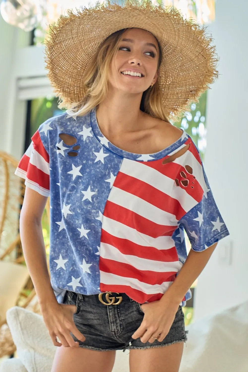 Flag Theme Short Sleeve T-Shirt - Free Shipping - Aurelia Clothing
