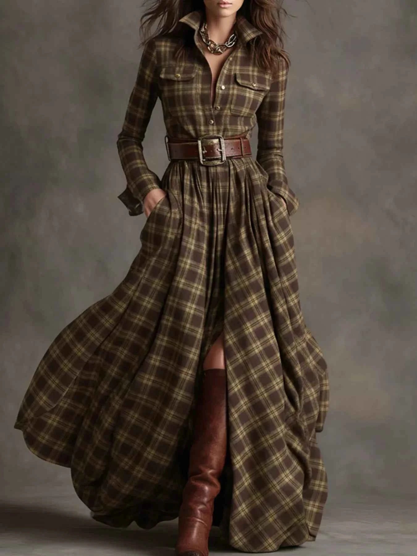 Front Maxi Shirt Dress-Free Shipping - Aurelia Clothing