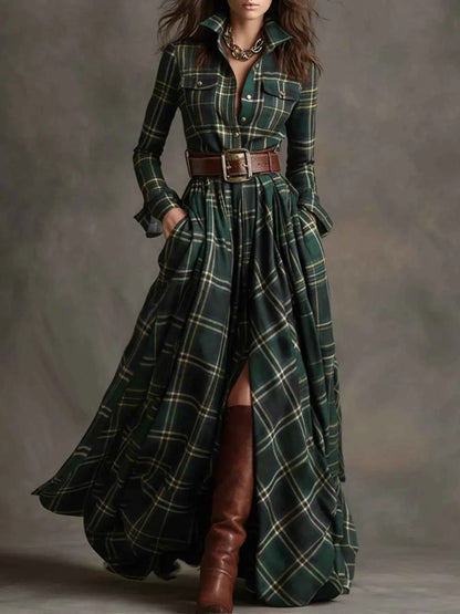 Front Maxi Shirt Dress-Free Shipping - Aurelia Clothing