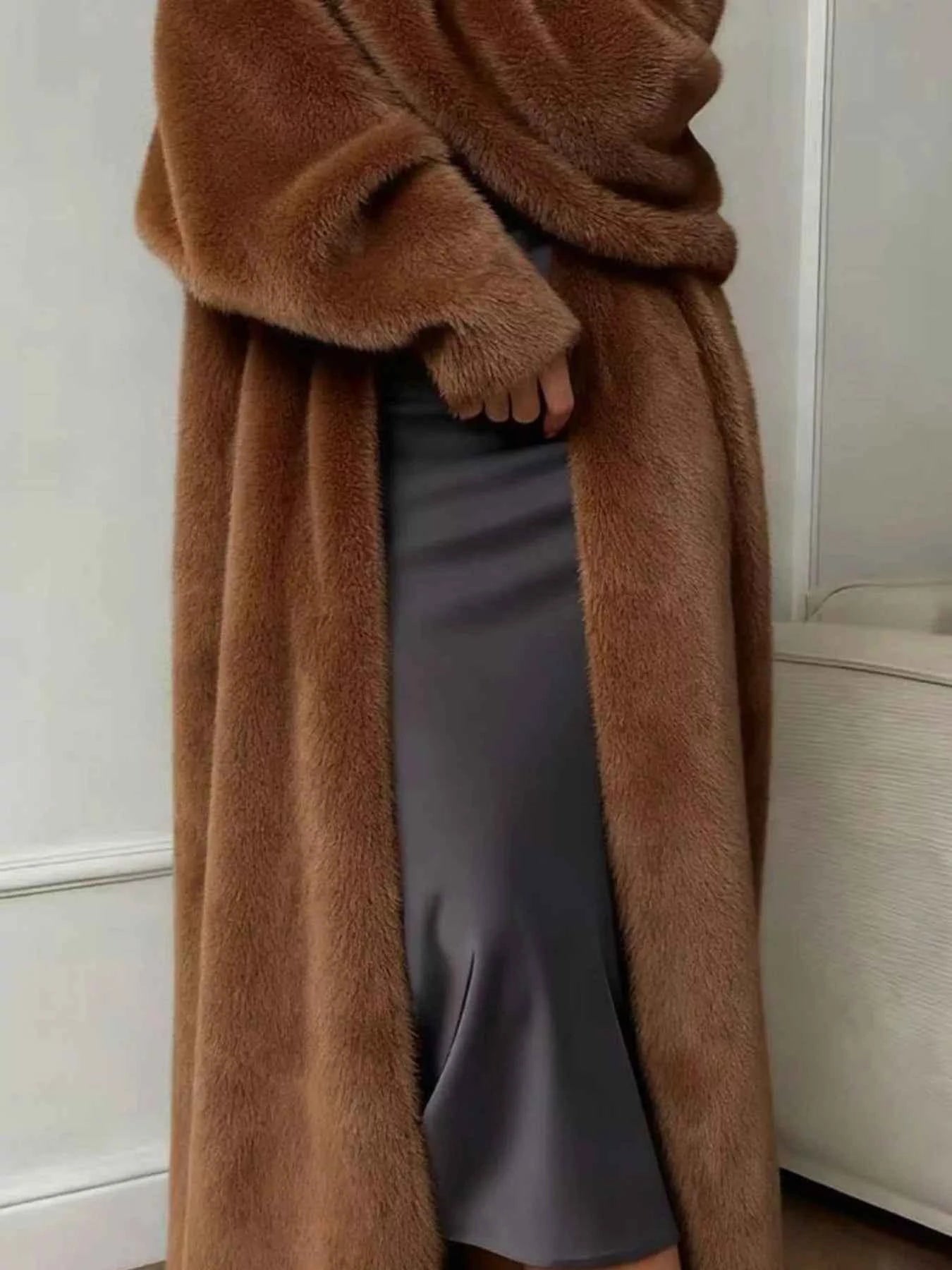 Fuzzy Open Front Longline Cardigan-Free Shipping - Aurelia Clothing