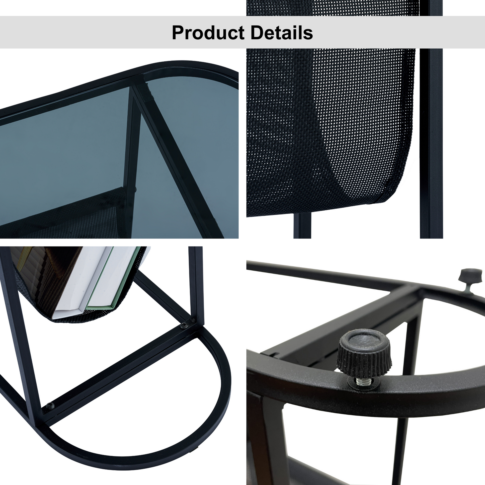 Glass Oval Small Side Tables Living Room Small Space With Magazines Organizer Storage Space - Free Shipping - Aurelia Clothing