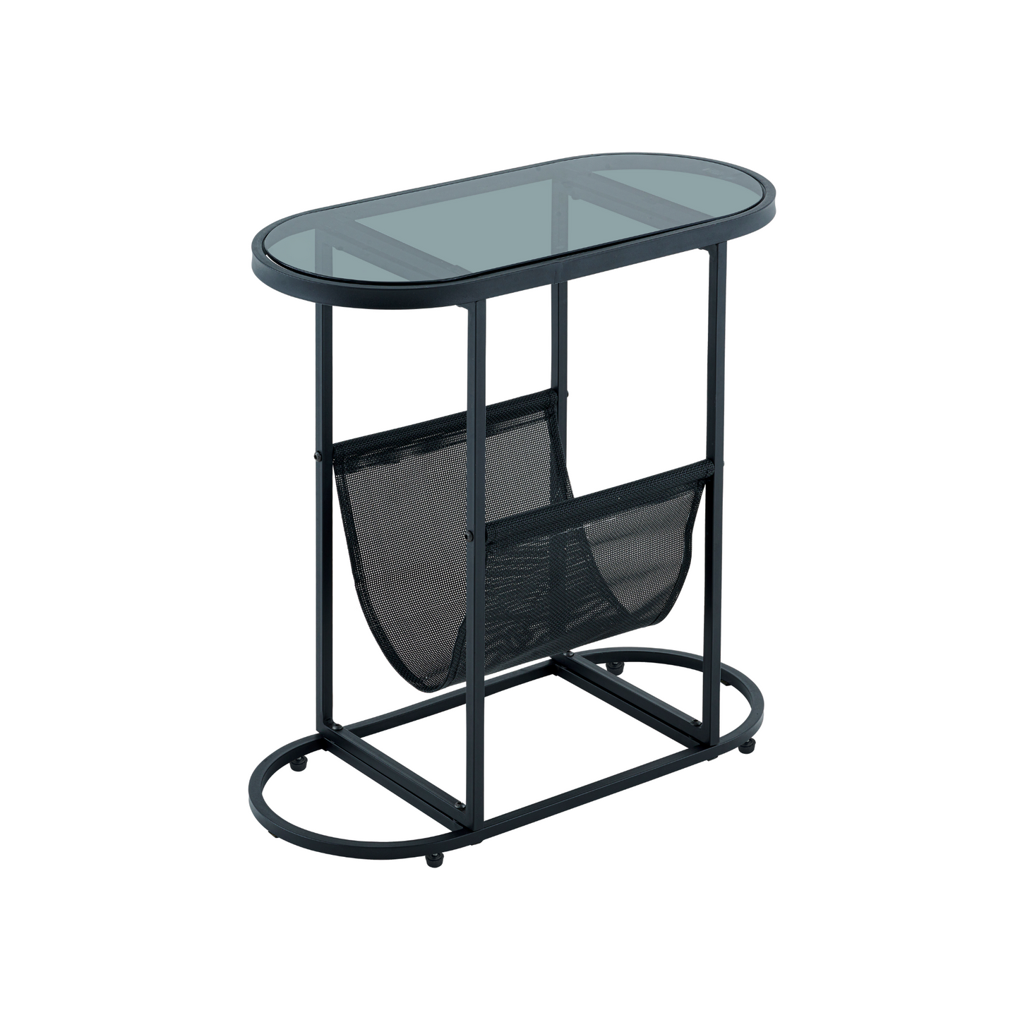 Glass Oval Small Side Tables Living Room Small Space With Magazines Organizer Storage Space - Free Shipping - Aurelia Clothing