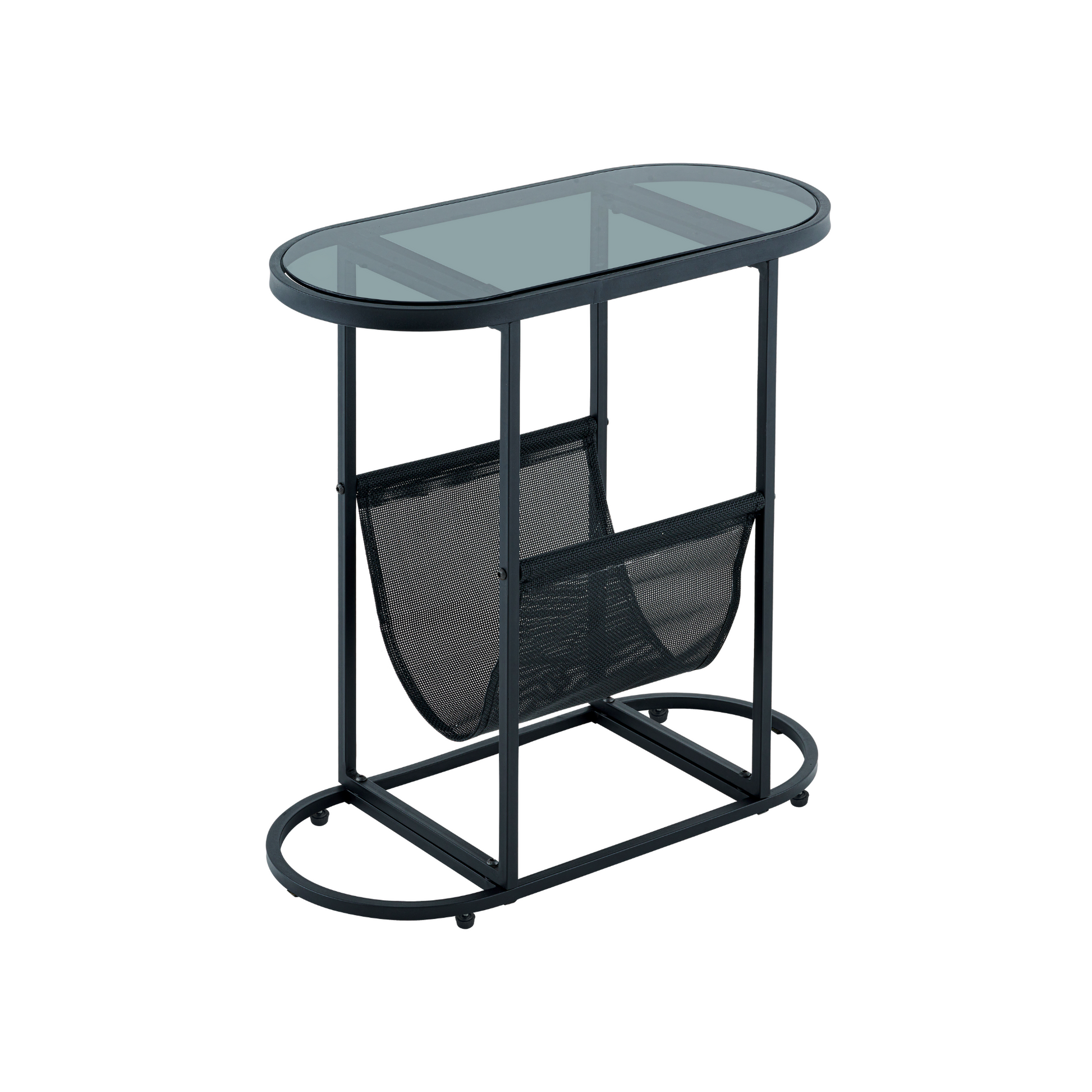 Glass Oval Small Side Tables Living Room Small Space With Magazines Organizer Storage Space - Free Shipping - Aurelia Clothing