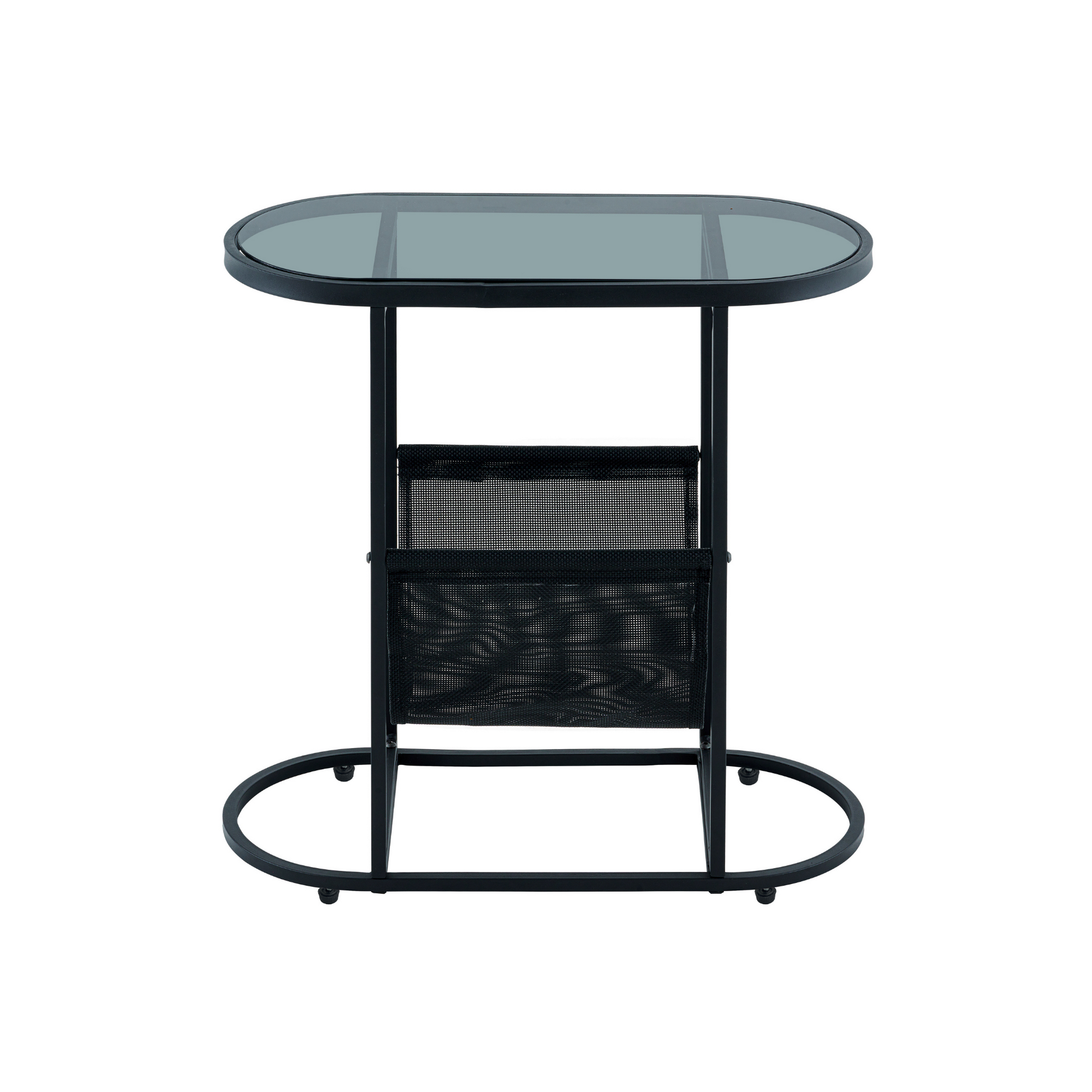 Glass Oval Small Side Tables Living Room Small Space With Magazines Organizer Storage Space - Free Shipping - Aurelia Clothing