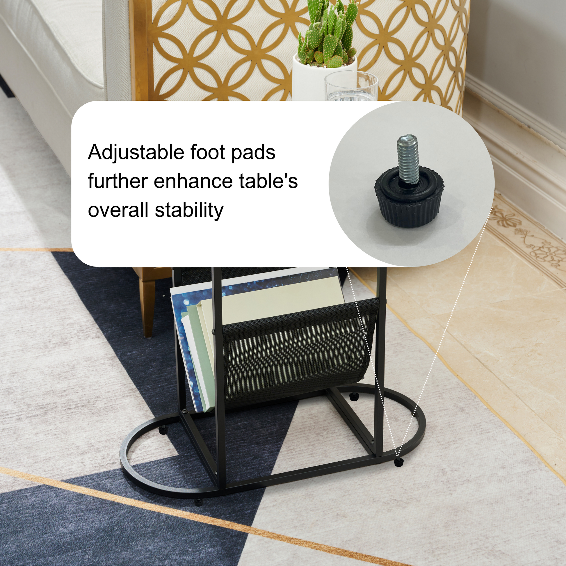Glass Oval Small Side Tables Living Room Small Space With Magazines Organizer Storage Space - Free Shipping - Aurelia Clothing