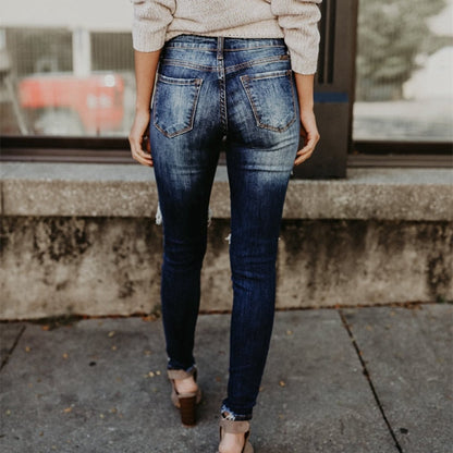 Boyfriend Hole Ripped Jeans \ Pants Cool Denim Vintage skinny push up womens jeans High Waist Casual ladies jeans Slim mom jeans - Aurelia Clothing