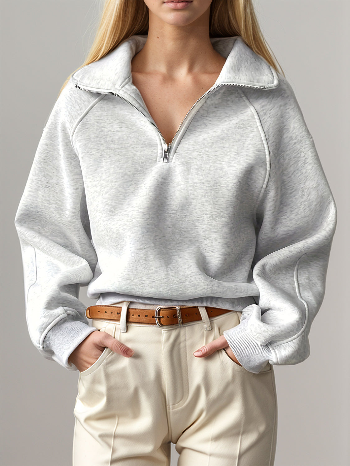 Half Zip Long Sleeve Sweatshirt - Aurelia Clothing