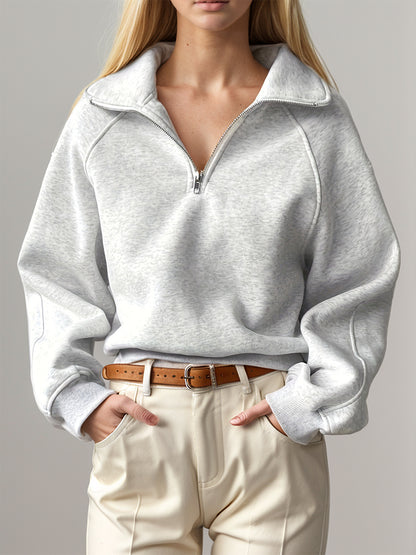Half Zip Long Sleeve Sweatshirt - Aurelia Clothing