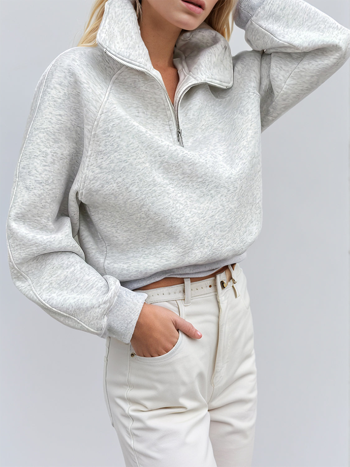 Half Zip Long Sleeve Sweatshirt - Aurelia Clothing