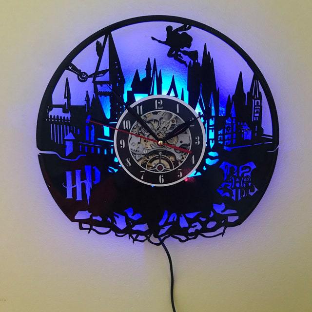 Harry Potter Vinyl Wall Clock Led Night Light-Free Shipping - Aurelia Clothing