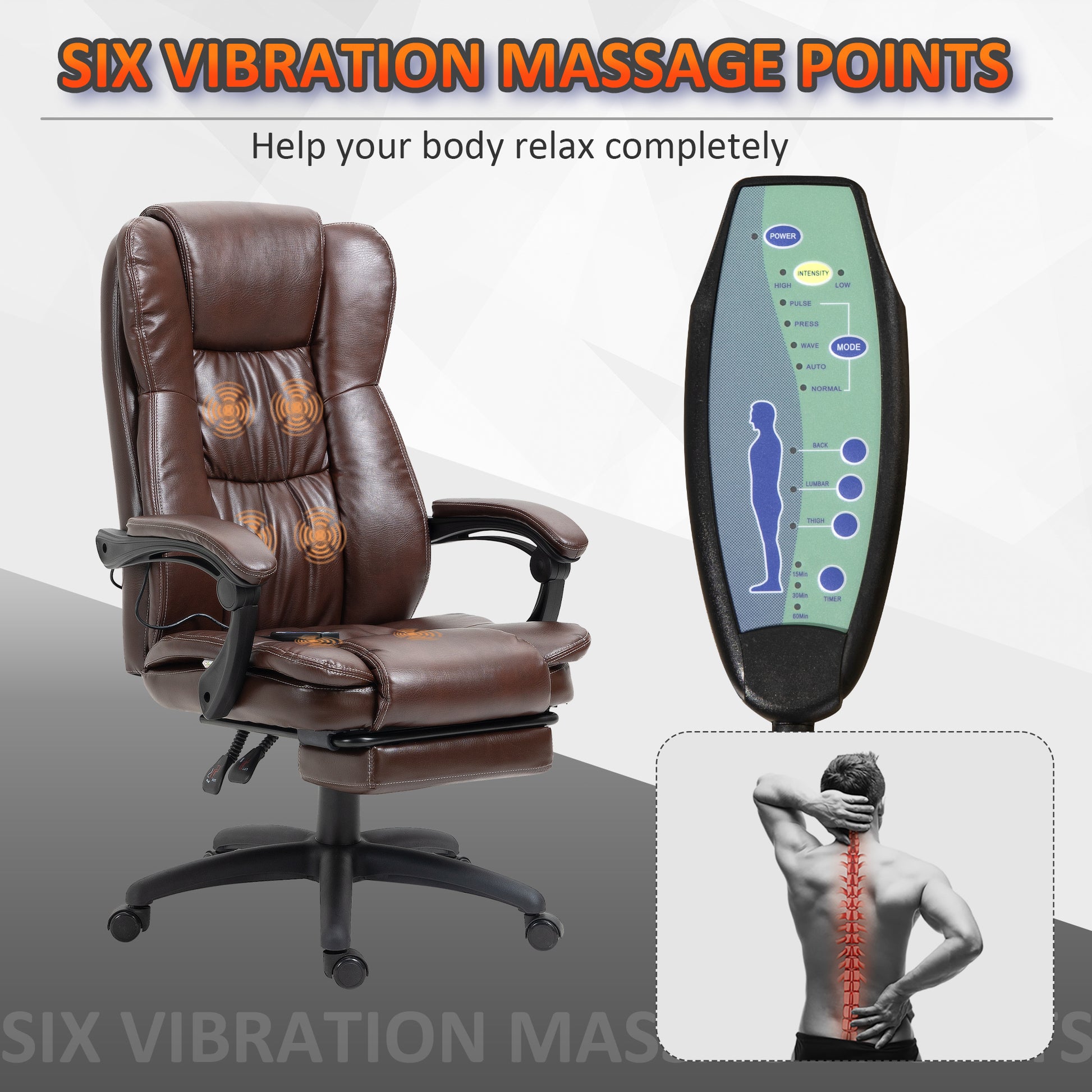 High Back Massage Office Chair with 6-Point Vibration-Free Shipping - Aurelia Clothing