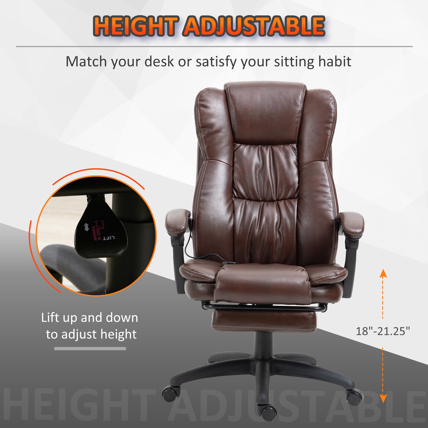 High Back Massage Office Chair with 6-Point Vibration-Free Shipping - Aurelia Clothing