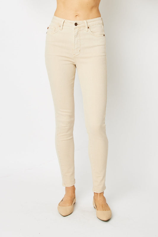 Judy Blue Full Size Garment Dyed Tummy Control Skinny Jeans - Free Shiping - Aurelia Clothing
