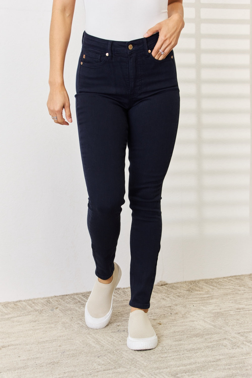 Judy Blue Full Size Garment Dyed Tummy Control Skinny Jeans - Free Shipping - Aurelia Clothing