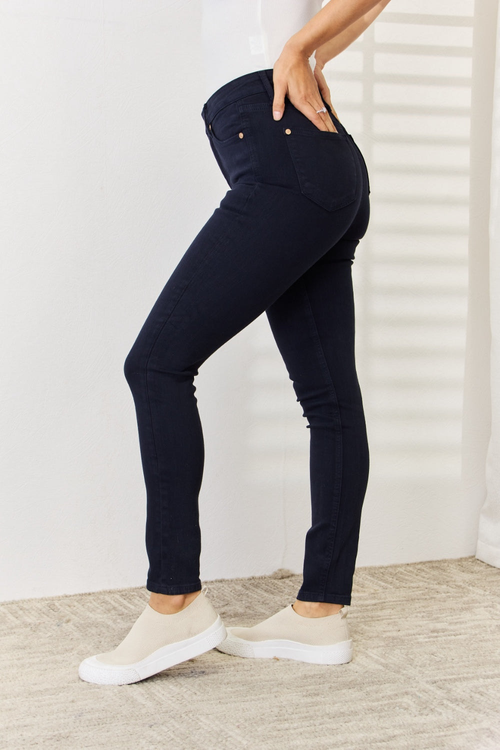 Judy Blue Full Size Garment Dyed Tummy Control Skinny Jeans - Free Shipping - Aurelia Clothing