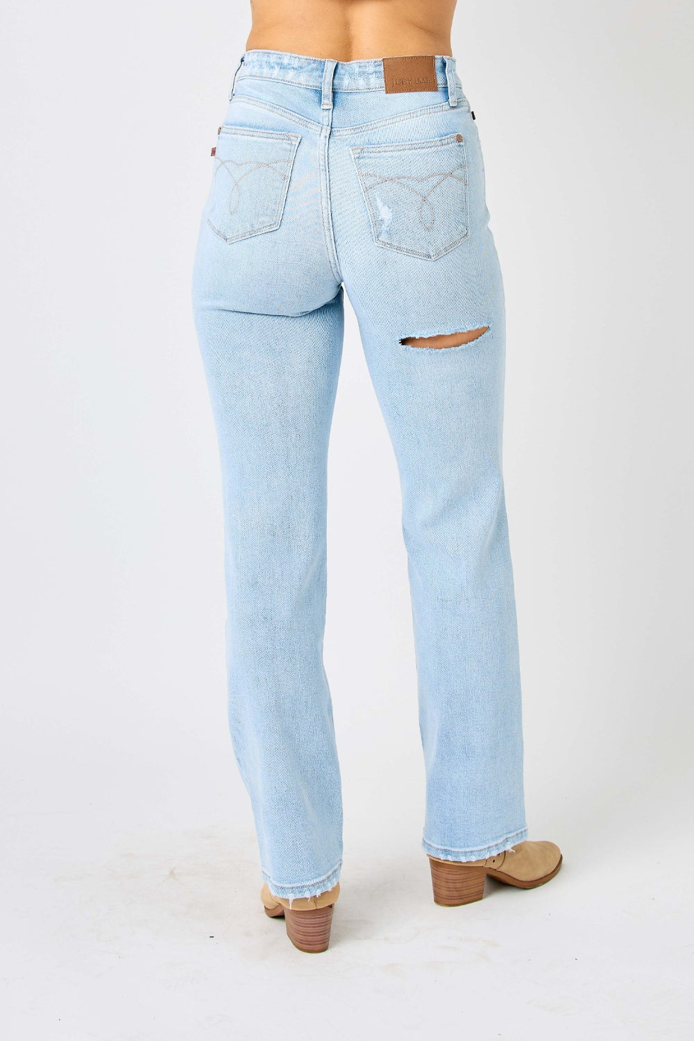 Judy Blue Full Size High Waist Distressed Straight Jeans - Free Shipping - Aurelia Clothing