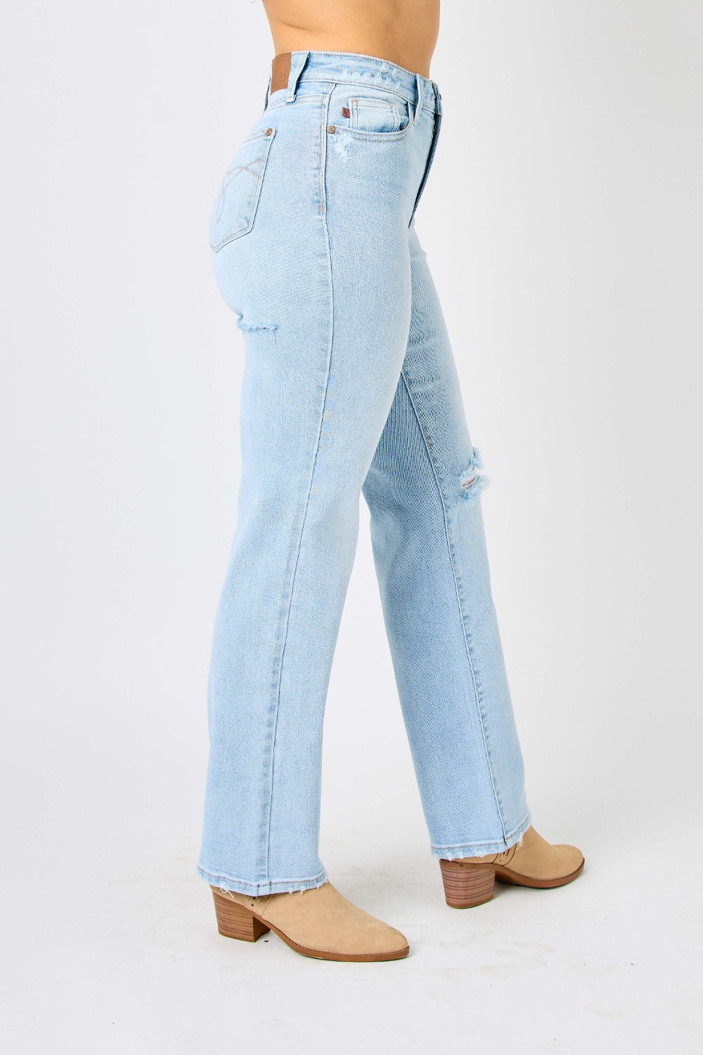Judy Blue Full Size High Waist Distressed Straight Jeans - Free Shipping - Aurelia Clothing
