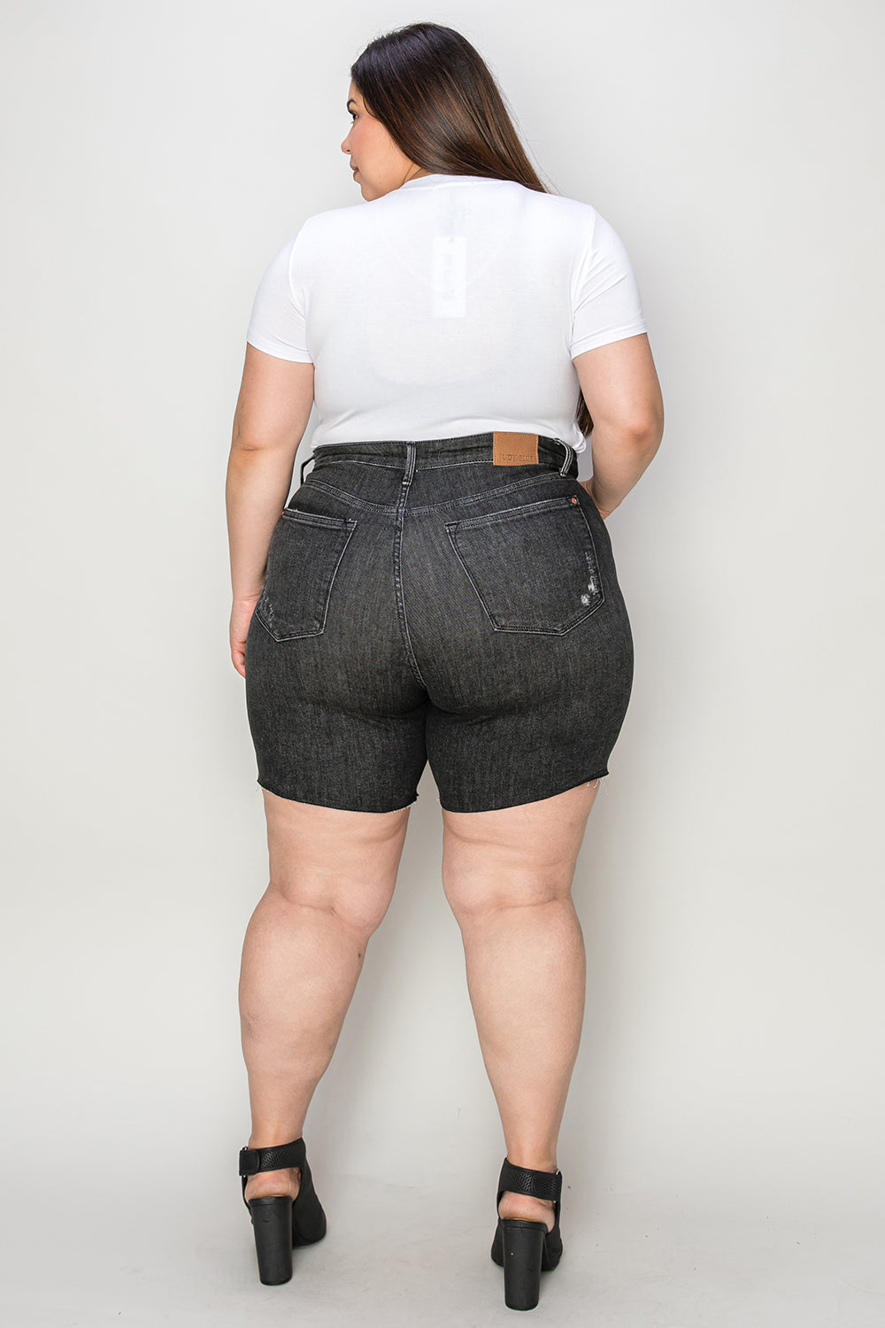 Judy Blue Full Size Hig h Waist Tummy Control Denim Shorts- Free Shipping - Aurelia Clothing