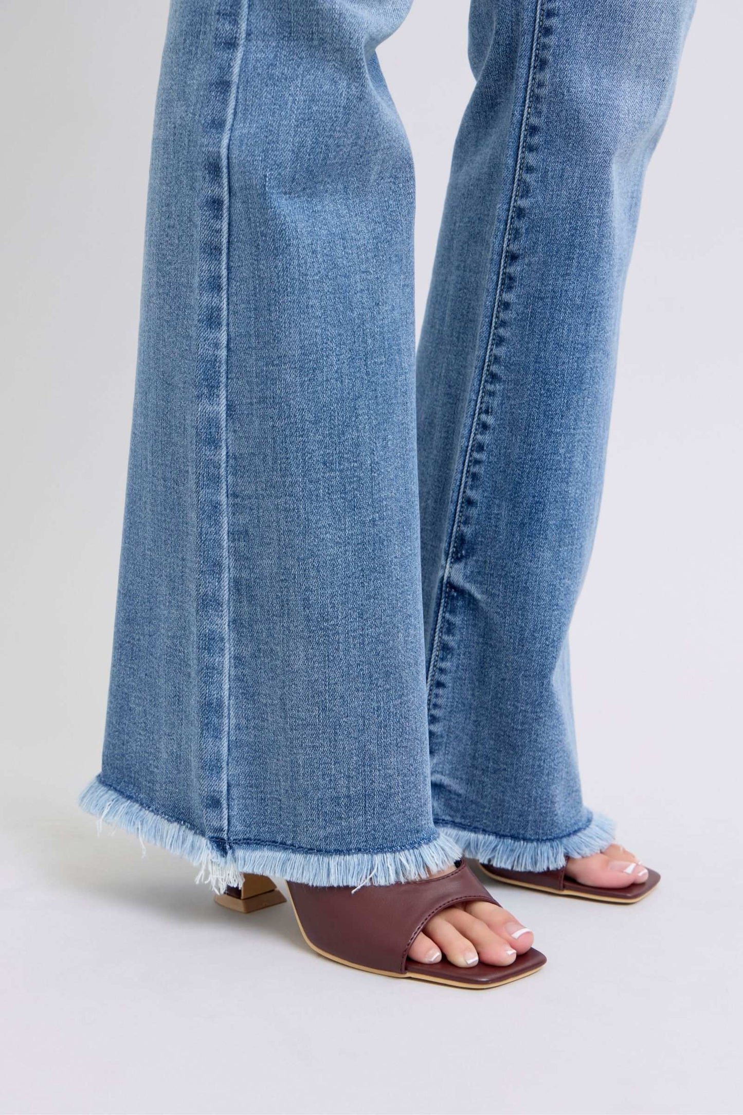 Judy Blue Full Size Raw Hem High Rise Bootcut Jeans - Free Shipping - Aurelia Clothing