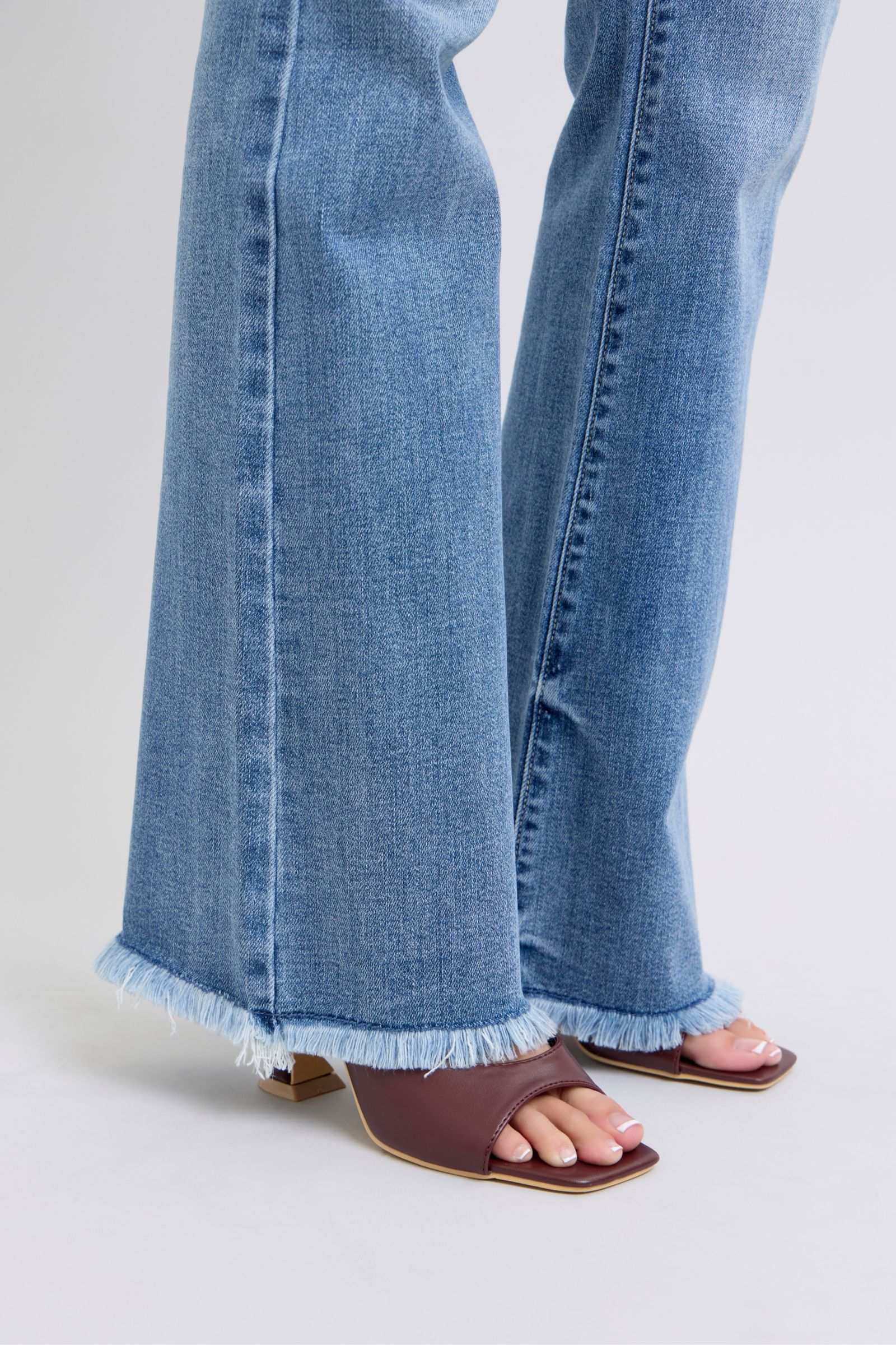 Judy Blue Full Size Raw Hem High Rise Bootcut Jeans - Free Shipping - Aurelia Clothing
