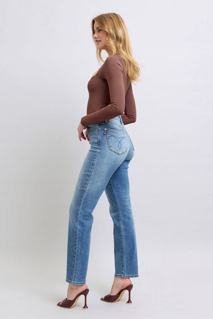 Judy Blue Full Size Wash Thermal Straight Jeans with Pockets - Free Shipping - Aurelia Clothing