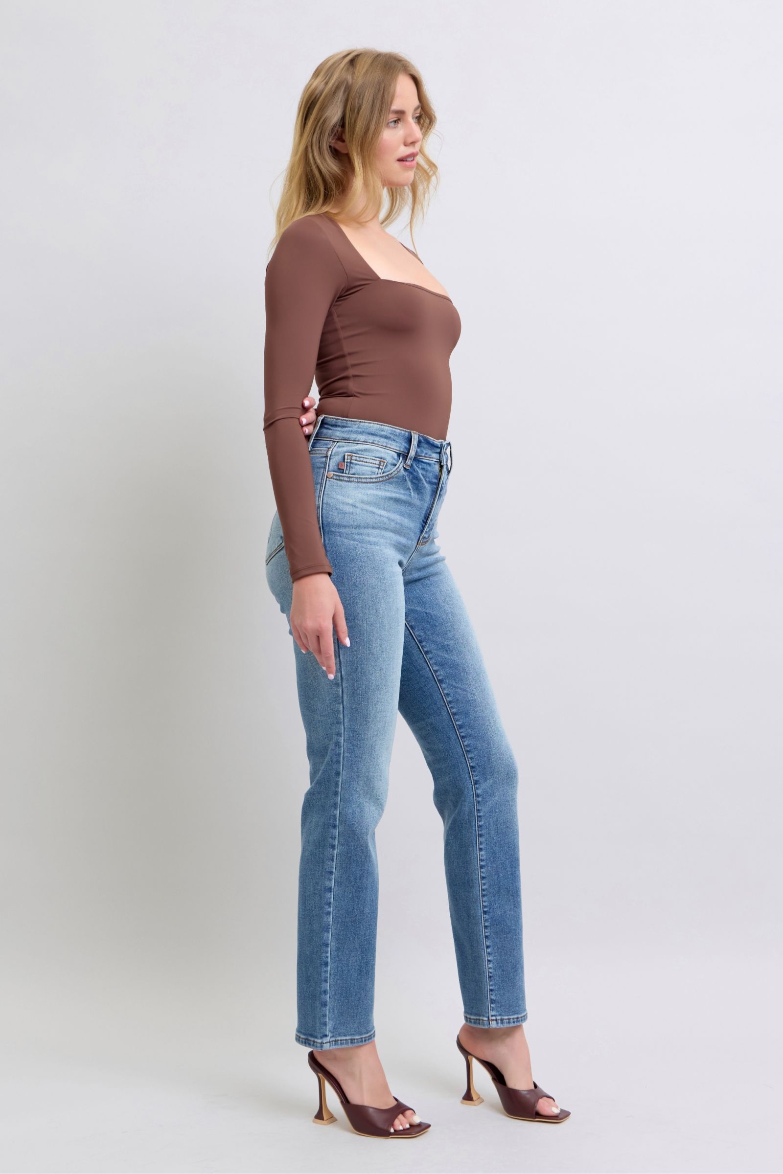 Judy Blue Full Size Wash Thermal Straight Jeans with Pockets - Free Shipping - Aurelia Clothing