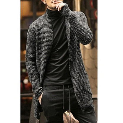 Knitted Cardigan Sweater Men Autumn Mens Long Sweater Jacket Casual Slim Fit Trench Knitwear Sweaters Streetwear Tops Gray - Free Shipping - Aurelia Clothing