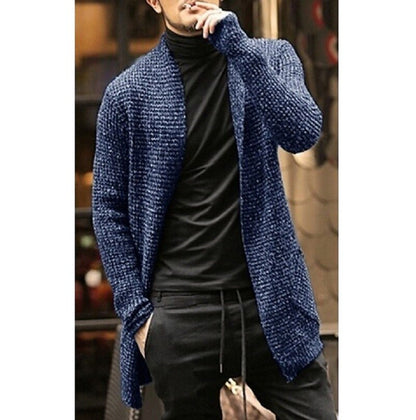 Knitted Cardigan Sweater Men Autumn Mens Long Sweater Jacket Casual Slim Fit Trench Knitwear Sweaters Streetwear Tops Gray - Free Shipping - Aurelia Clothing