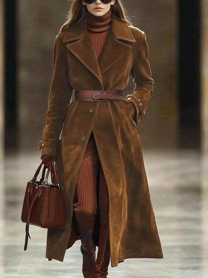 Lapel Collar Longline Outerwear-Free Shipping - Aurelia Clothing