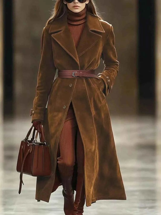 Lapel Collar Longline Outerwear-Free Shipping - Aurelia Clothing