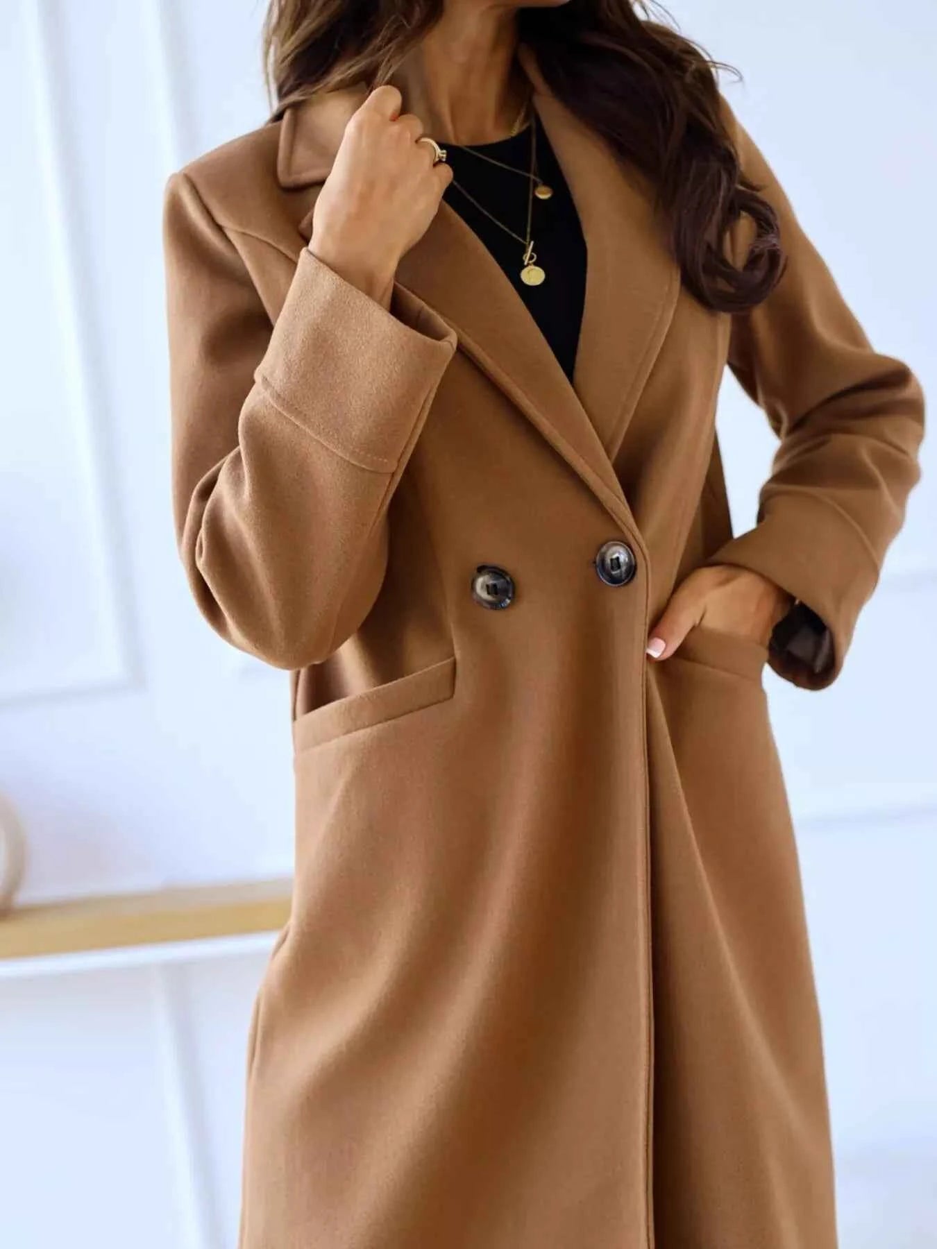 Lapel Collar Wool Blend Overcoat-Free Shipping - Aurelia Clothing